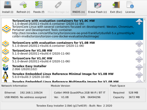 Torizon Image for Colibri iMX8X V1.0C and Newer