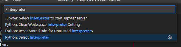 Run "Python: Select Interpreter"
