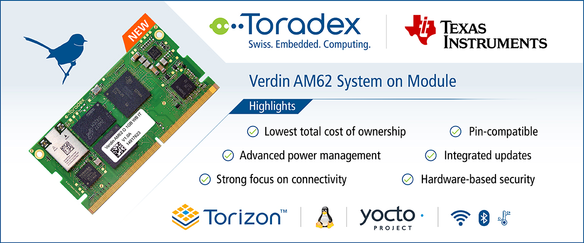 Toradex 发布基于TI AM62处理器的新的 Verdin 计算机模块产品